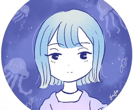 やわらかい空気感のアイコン制作します 日常と幻想の境目を...にじみ×フラットSNSアイコン イメージ1