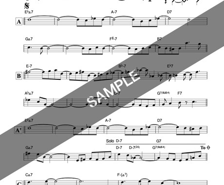 希望のキーへの移調譜・リードシート作成します 欲しい調での楽譜がない方、自分の声に合わせた楽譜作成サービス イメージ2