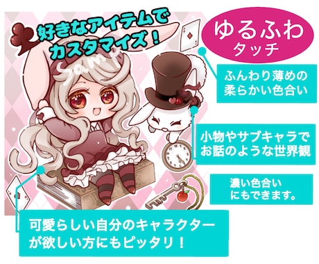 ミニキャラ・SD/可愛いゆるふわな女の子描きます 商用◎ふわふわなタッチが特徴◎他の垢と差別化できる！ イメージ2