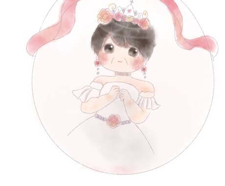 水彩画風のミニキャラかきます 花や冠などの装飾品をふんだんに使った可愛らしいイラストを！！ イメージ1