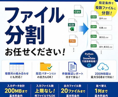 CSV・Excelを条件別に分割します イメージ1