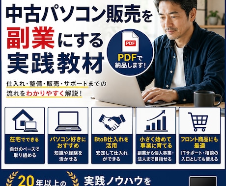 中古パソコン販売を副業ビジネスにする方法を教えます 中古パソコン販売を、個人事業として育てるための実践教材です イメージ1