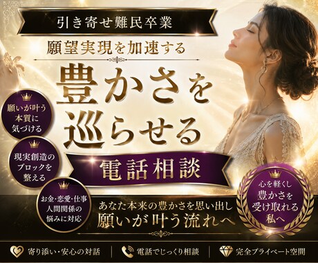 引き寄せ難民卒業｜願望実現を加速する電話相談します 豊かさが流れ込むマインドに整えます イメージ2