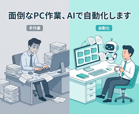面倒な繰り返しPC作業をAIで自動化します 人がやらなくていい作業を、仕組みに置き換えます イメージ1