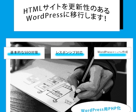 WordPress移行します 既存のHTMLサイトをWoredPress化します！ イメージ1