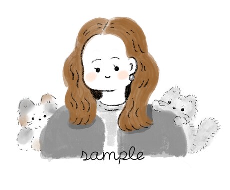 優しい雰囲気の似顔絵イラストかきます お好きなモチーフ•ペットと一緒に イメージ2