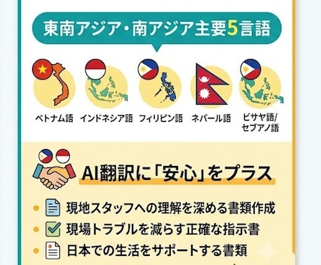 アジア5言語◆実務や生活文書を翻訳します インドネシア・ベトナム・ネパール・フィリピン・ビサヤ語対応 イメージ2