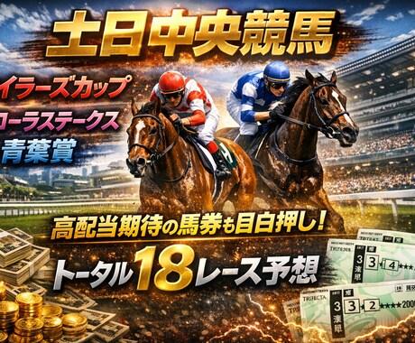 土日中央競馬!マイラーズカップなど18レースします 4月2526日中央競馬予想!マイラーズカップや青葉賞! イメージ1