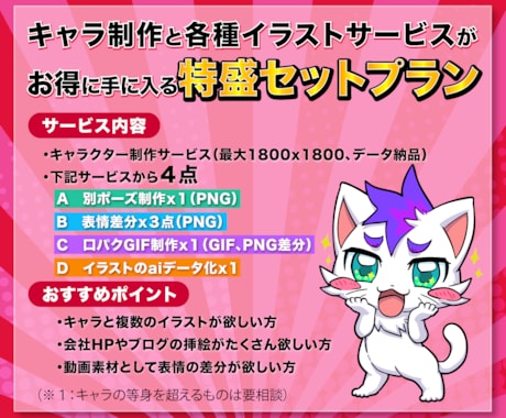 なんと贅沢！！キャラ＋特盛セットで制作します 複数のイラスト、挿絵や動画素材が欲しい方にオススメです！ イメージ2