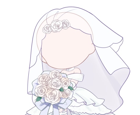 6月に人気！花嫁＆花婿のかわいいSD制作します ドレス/タキシードが選べる！ジューンブライドイラスト イメージ2