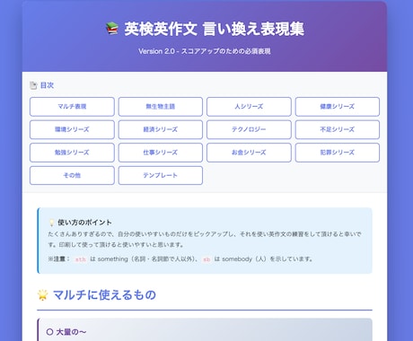英検準１級・英検1級英作文の言い換え表現教えます 英検一級はテンプレと言い換えで高得点を狙いましょう！ イメージ2