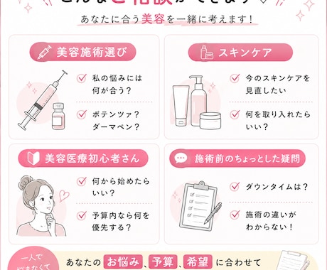 美容看護師が美容医療・スキンケアの相談乗ります 現役美容看護師があなたに合う美容を一緒に考えます♡ イメージ2