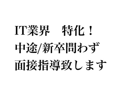 新卒/中途どちらもOK！面接レッスンします IT企業で5年以上採用担当！新卒向け、未経験での中途もOK イメージ1