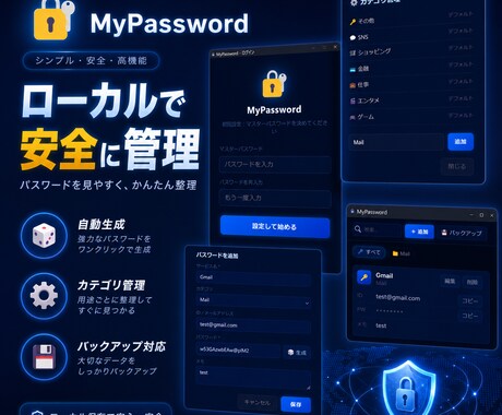 ポータブル版 パスワード管理ソフト提供します Node.js不要・USBで持ち運べる・どのPCでも使える イメージ1