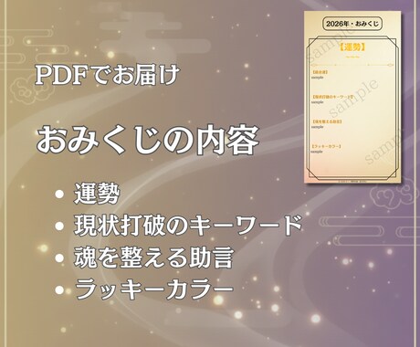 おみくじ・2026年｜貴方に必要な指針を届けます 魂の状態・重要ワード・助言・ラッキーカラーをPDFで届けます イメージ2