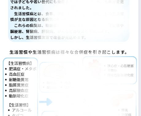 生活習慣病の合併症についてのチラシ作成します 合併症についてのわかりやすいチラシです。 イメージ1