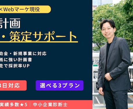 診断士が補助金獲得への事業計画づくりを支援します ※最短3日※ 5種の補助金に対応した伴走支援 イメージ1