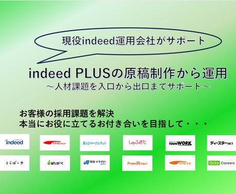 indeed PLUSの原稿制作から運用をします 実績多数！現役のindeed PLUS運用会社が対応 イメージ1