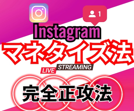 Instagramマネタイズ法で収益化できます SNSの収益化！第一弾！Instagram編 イメージ1