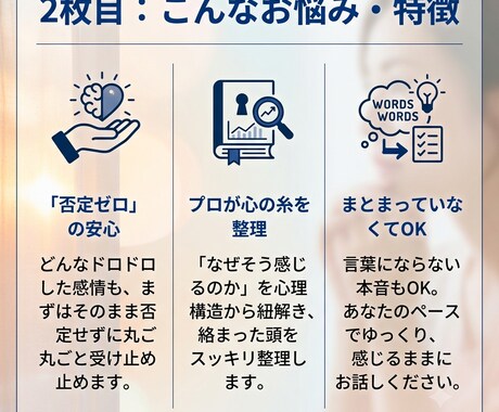 誰にも言えない悩みや本音をしっかり聴きます 誰にも言えない本音やモヤモヤ、否定ゼロでプロが丸ごと承ります イメージ2