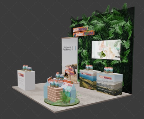 展示会ブースデザインします Blenderを利用し実際大のブース効果図を制作します。 イメージ2