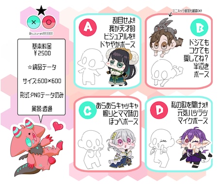 選ぶだけ!!【量産】SDキャラクター描きます 【先着5名】新発売価格基本料金2000円!! イメージ2
