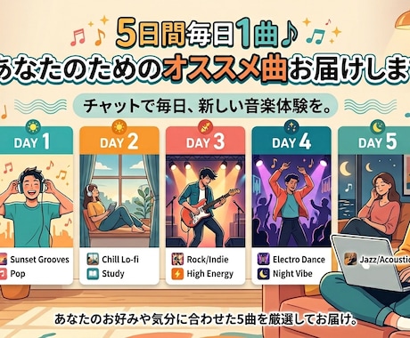 5日間オススメの曲をお届けします 1日1曲、1日100円でオススメの曲をお届けします✨ イメージ1