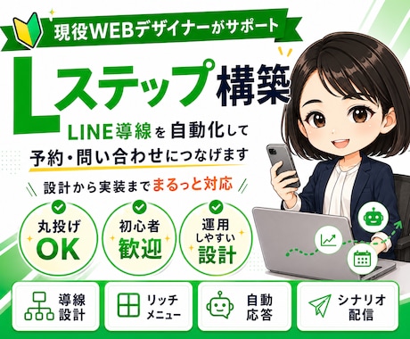 予約につながるLINE導線を設計します 何から始めればいいか分からない方も、お気軽にご相談ください。 イメージ1