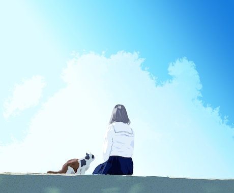 青と白を基調とした背景イラストを描きます イメージ1