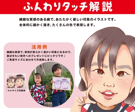 デジタル似顔絵ふんわりタッチのイラストを作成します 喜ばせたい相手へのプレゼントにぴったりです♪ イメージ2