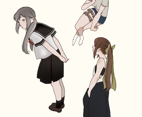 柔軟な構図のキャラクター線画イラスト制作いたします 人物が魅力的に映る構図にこだわった線画絵を提供致します。 イメージ1