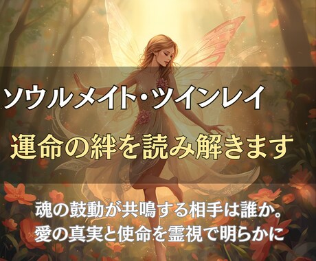 ソウルメイトかツインレイか？運命の絆を読み解きます 魂の鼓動が共鳴する相手は誰か。愛の真実と使命を霊視で明らかに イメージ1