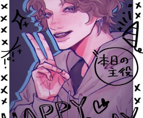 流行りな感じで似顔絵作成いたします 流行りな感じで似顔絵作成!お友達や推しへのプレゼントに∶） イメージ1