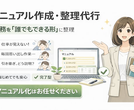 業務マニュアル作成｜作業手順を見える化ます 今の手順、やり方に合っていますか？毎回迷う作業を整理します イメージ1
