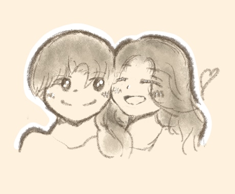 ゆるふわ♡カップル似顔絵イラスト♡描きます 顔写真不要！手描き風ゆるふわイラストで記念日にぴったり イメージ1