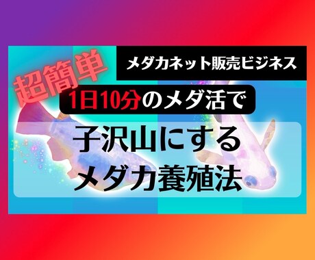 副業に最適！子沢山にするメダカ養殖法を教えます 初心者大歓迎！安心で手間いらず！1日10分のメダ活だけ！ イメージ1