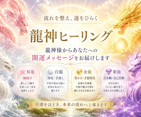 流れを整え運をひらく龍神ヒーリングをします 龍神様から今のあなたに必要なメッセージをお届けします イメージ1