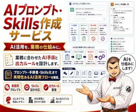 AI活用を仕組み化！プロンプト・スキル設計をします 業務に合わせAI動作手順と出力ルールを整えます イメージ1