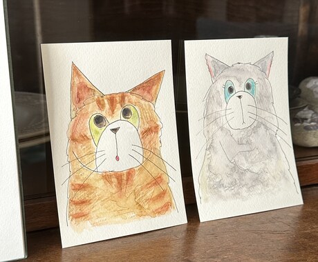あなたの猫ちゃんをポストカードに描きます 美大卒が描く世界に1枚のポストカードで愛猫を飾ろう イメージ2