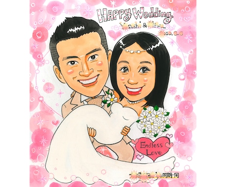 結婚式を彩る似顔絵ウェルカムボードお描きします ハレノヒを似顔絵で