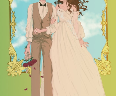 可愛い！カラフルな結婚式のウェルカムボード描きます 良い感じに美化 & 似ていて、やさしい雰囲気にします♡ イメージ2