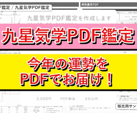 九星気学PDF鑑定を作成します 今年の運勢・相性・吉方位をPDFで イメージ1