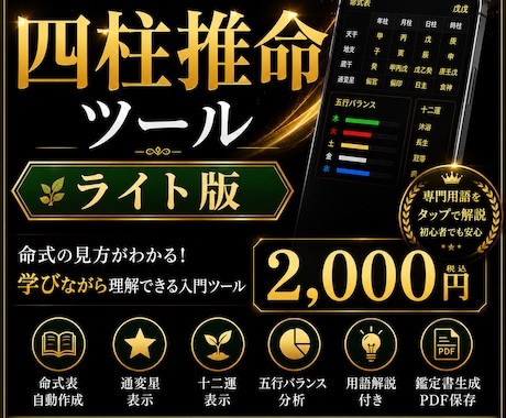 四柱推命学習ツールを販売します 初心者でも学びながら命式を理解しやすい イメージ1