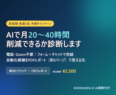 業務の自動化・AI化の余地を診断します 通話不要｜どの作業をAIに任せられるか見える化します イメージ1