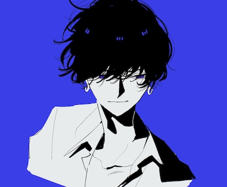 アイコン/イラスト【モノクロ】お描きします クールでエモめなモノクロ画風　SNS等で使用可能 イメージ1