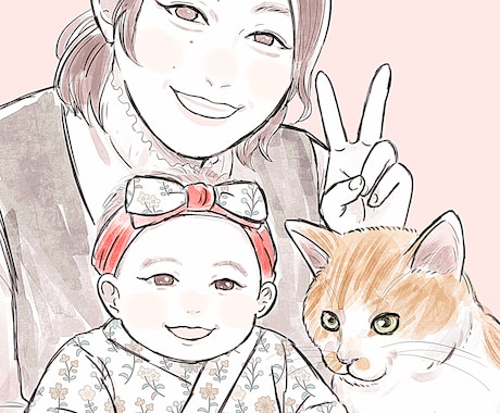 ふんわり優しい鉛筆スケッチ風の似顔絵をお描きします 写真を送るだけでOK♪プレゼントやウェルカムボードに♪ イメージ2