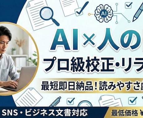 AIと人の目で徹底校正!読みやすく直します AI×人の目で徹底校正!読みやすく「心に響く」文章へリライト イメージ1