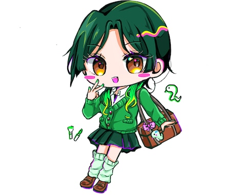 色鮮やかなミニキャラを描きます キラキラとした色彩が特徴のミニキャライラストです イメージ2