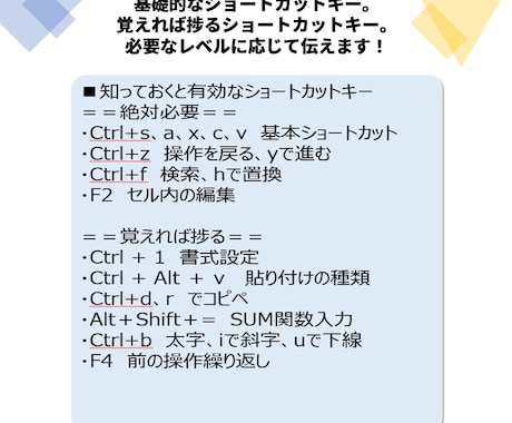 仕事で使えるExcelの基本操作教えます ♪希望する内容に応じて説明します、気軽さがウリのサービス♪ イメージ2