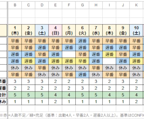 シフト希望をボタン1つで自動表にします 月間シフト表が自動完成。現場目線で作ります イメージ2
